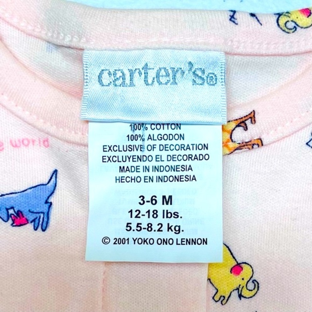 Vintage New Carters Dress Girls 3-6M John Lennon Imagine Cotton Animals Summer - Picture 3 of 5